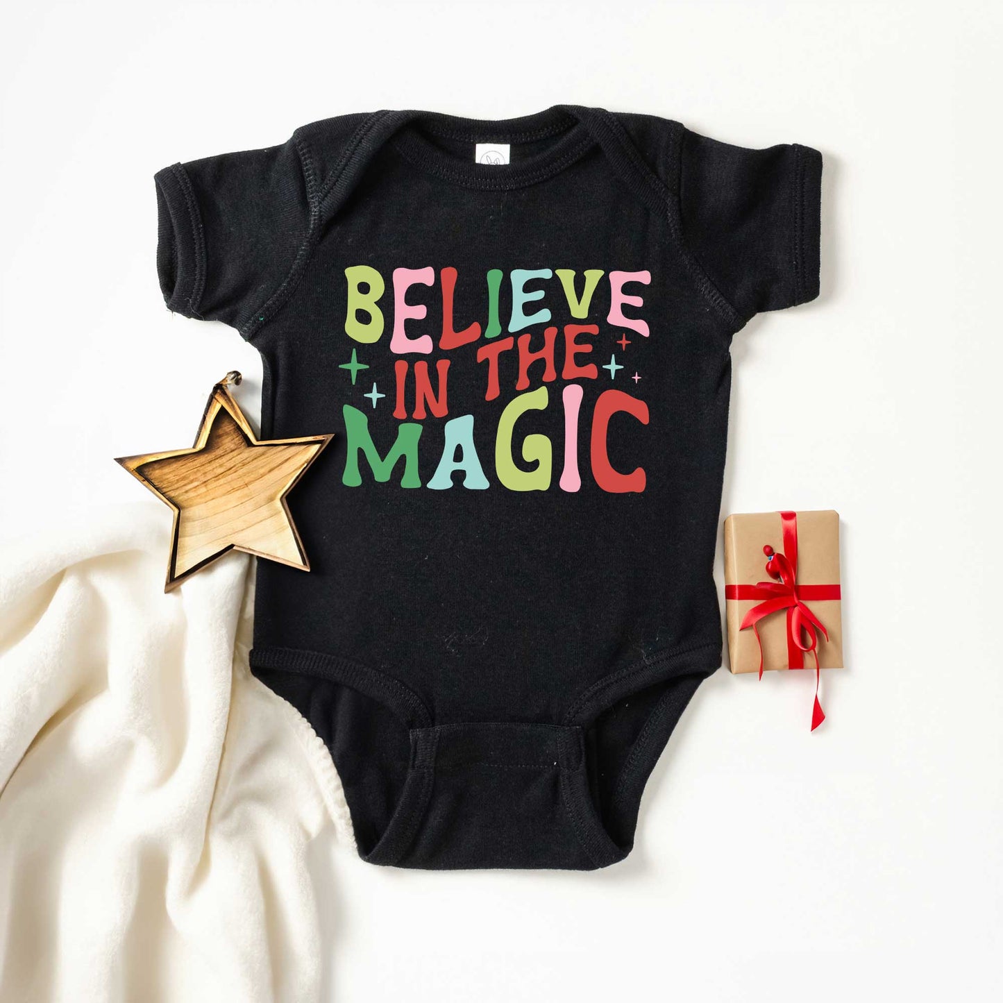 Believe in the Magic Colorful | Baby Graphic Short Sleeve Bodysuit