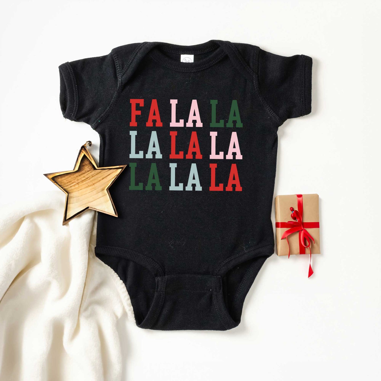 Colorful Fa La La | Baby Graphic Short Sleeve Bodysuit