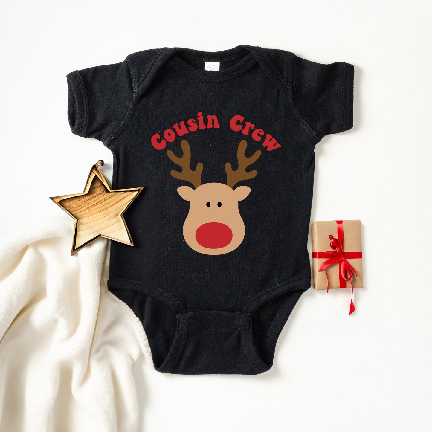 Cousin Crew Reindeer | Baby Graphic Short Sleeve Bodysuit