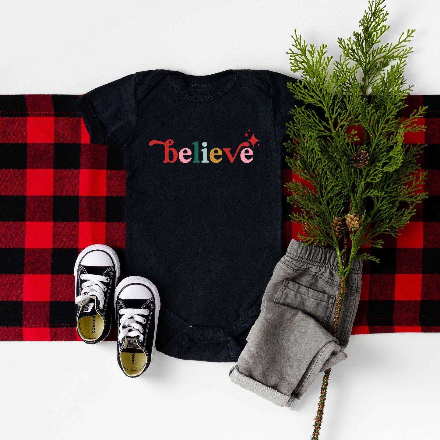 Believe Colorful | Baby Graphic Short Sleeve Bodysuit