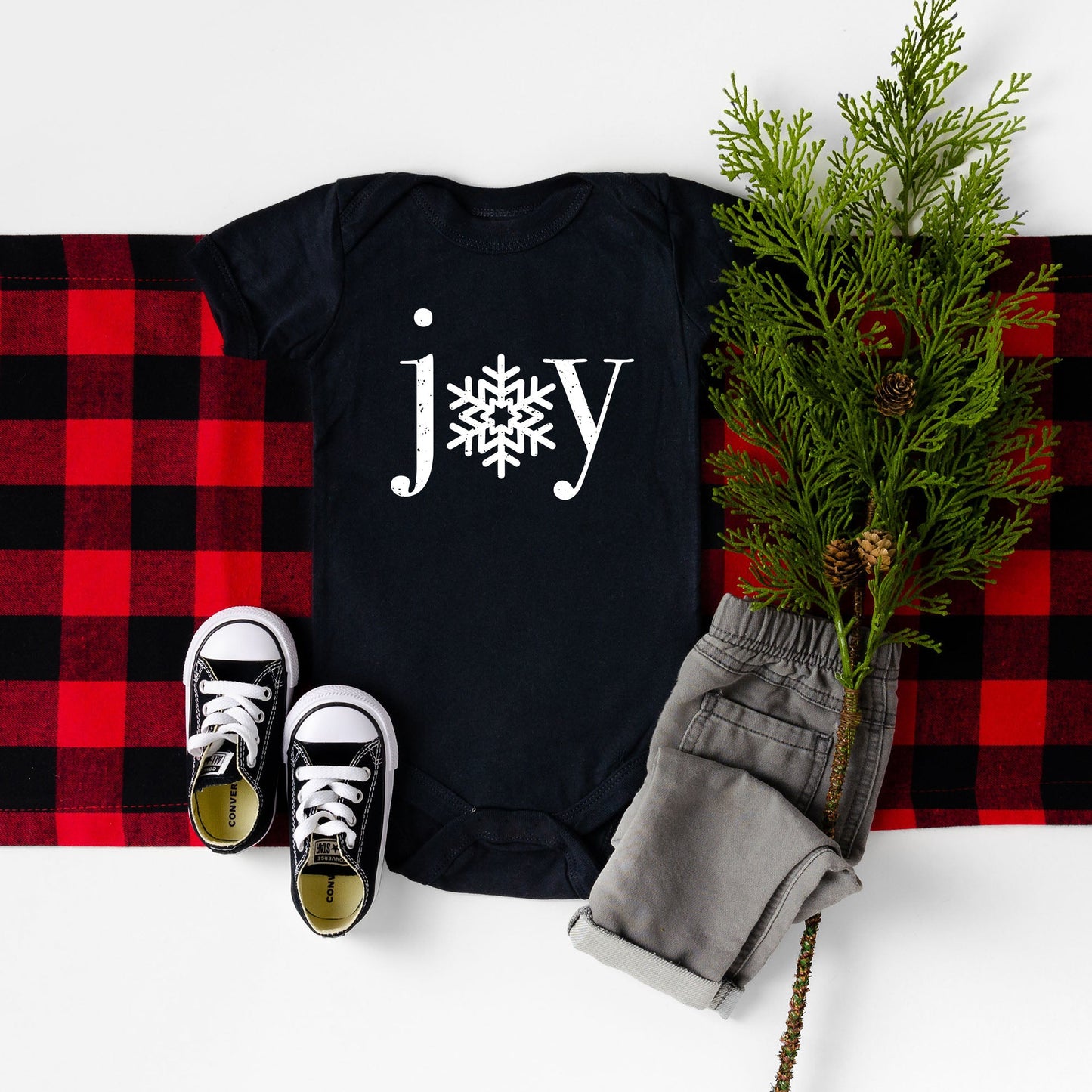 Joy Snowflake | Baby Graphic Short Sleeve Bodysuit
