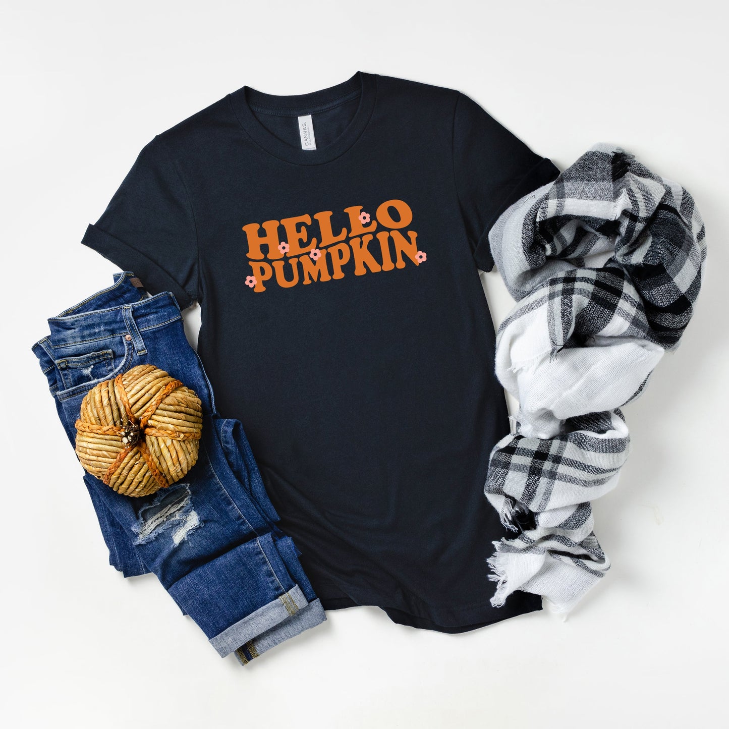 Hello Pumpkin Flowers | Short Sleeve Graphic Tee