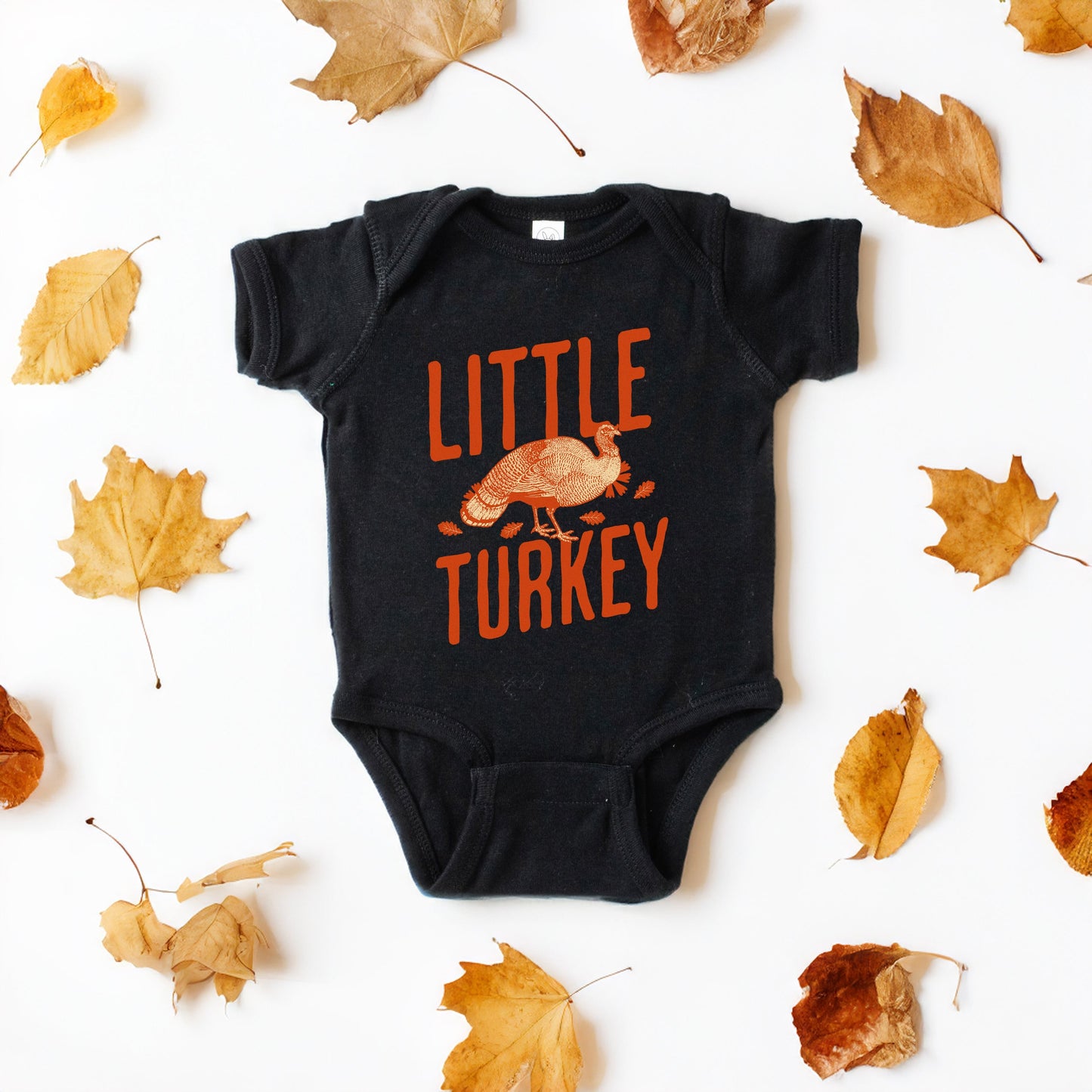 Little Turkey Orange | Baby Graphic Short Sleeve Bodysuit