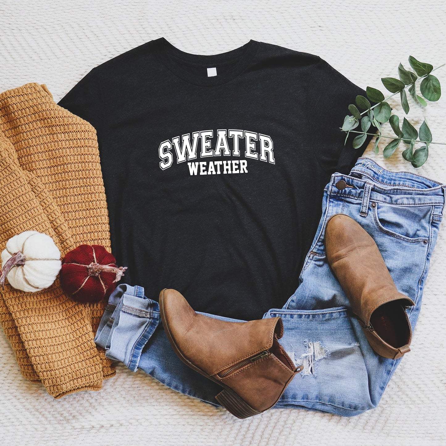 Sweater Weather Distressed | Short Sleeve Crew Neck