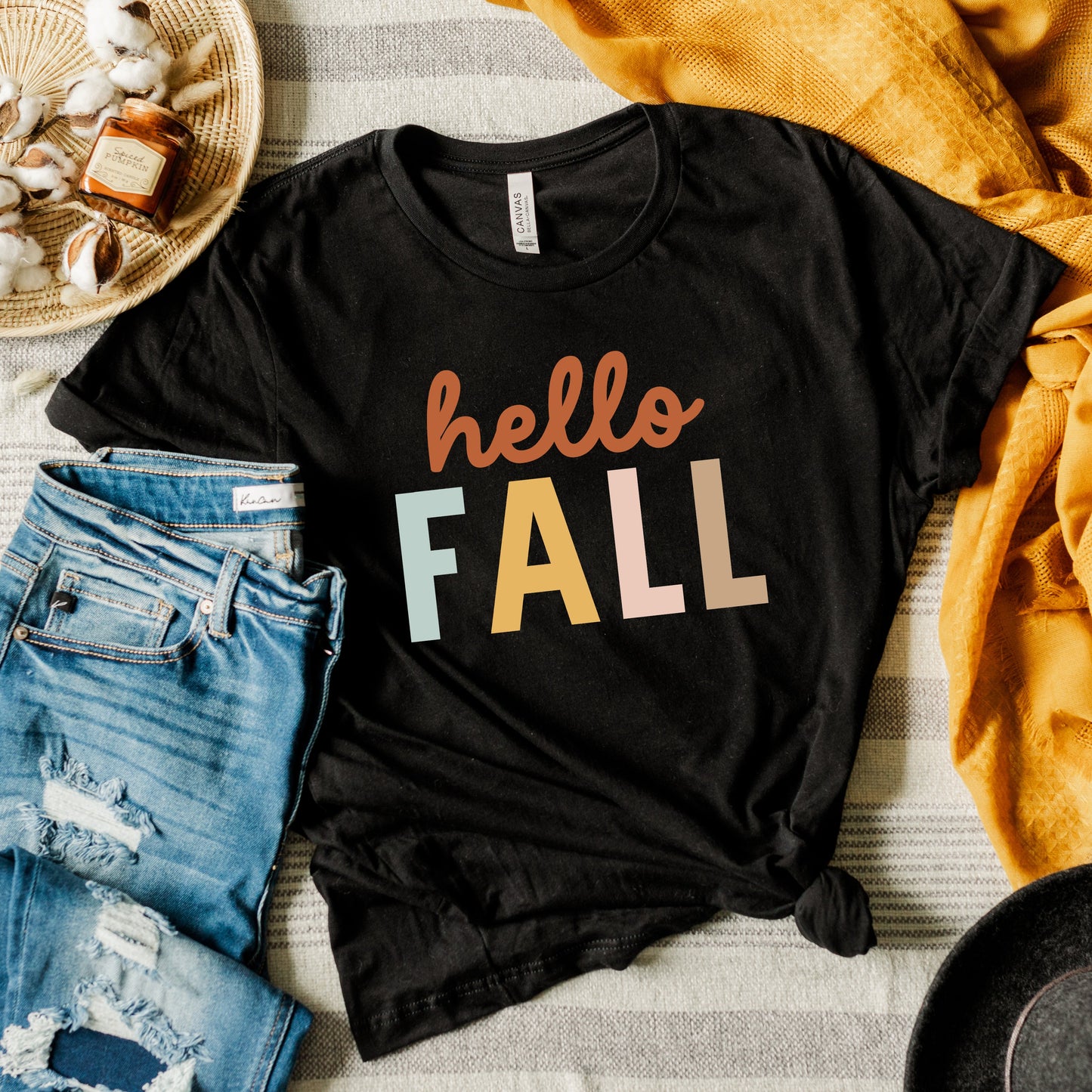 Hello Fall Colorful | Short Sleeve Graphic Tee