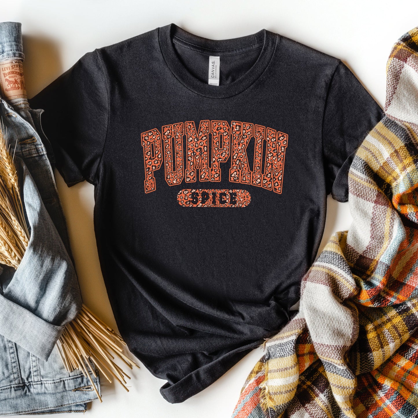 Leopard Pumpkin Spice | Short Sleeve Crew Neck