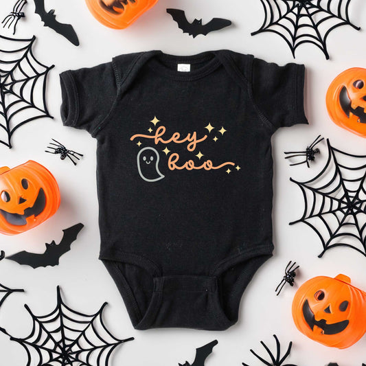 Hey Boo Ghost Kids | Baby Graphic Short Sleeve Bodysuit
