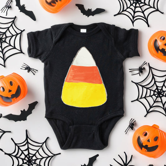 Watercolor Candy Corn | Baby Graphic Short Sleeve Bodysuit