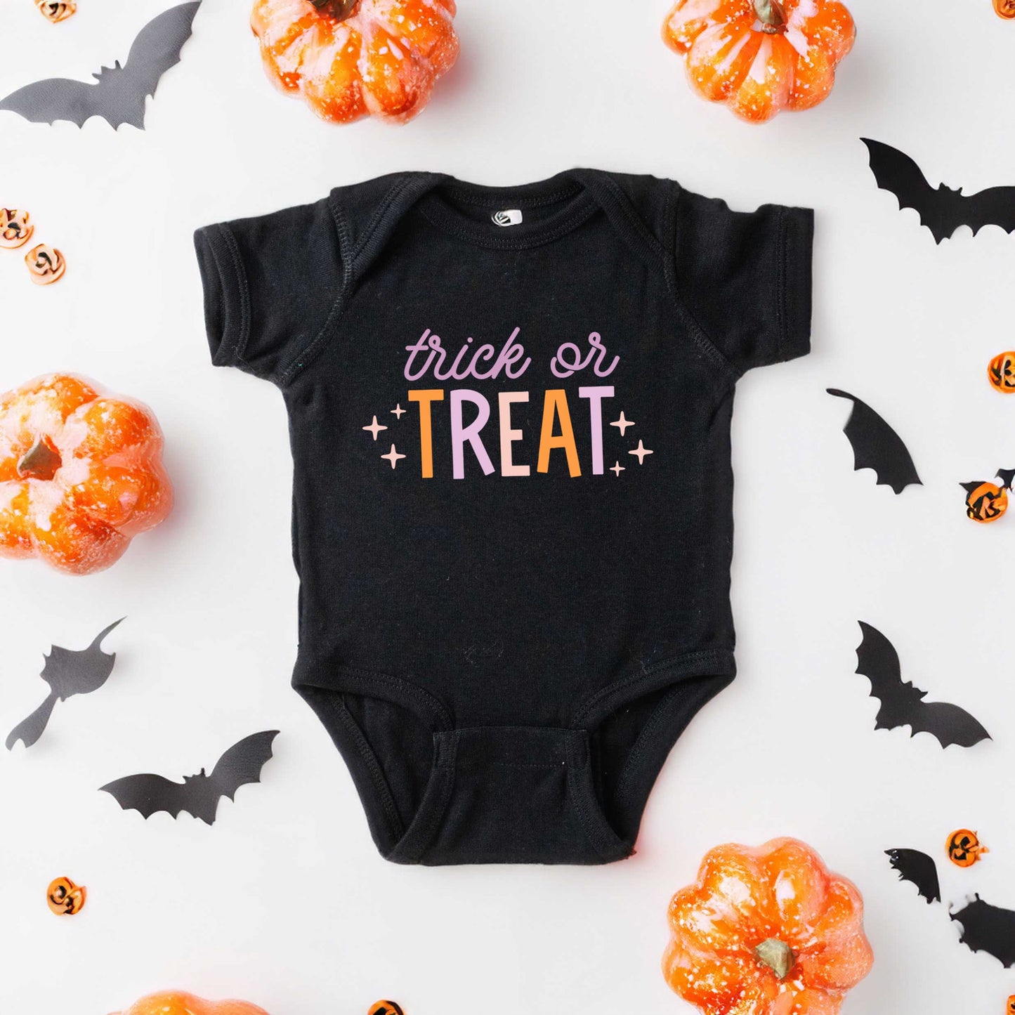 Trick Or Treat Colorful | Baby Graphic Short Sleeve Bodysuit