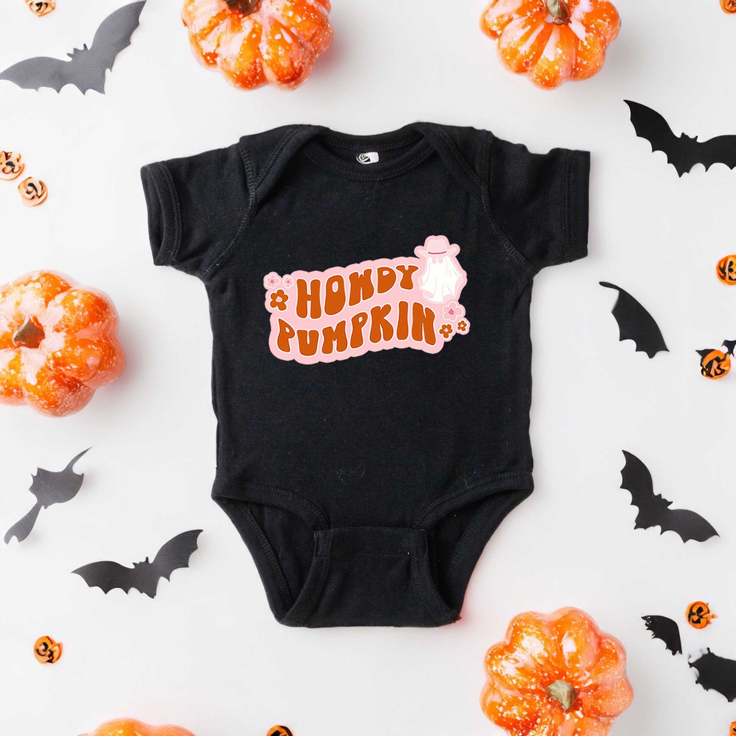 Howdy Pumpkin Ghost | Baby Graphic Short Sleeve Bodysuit