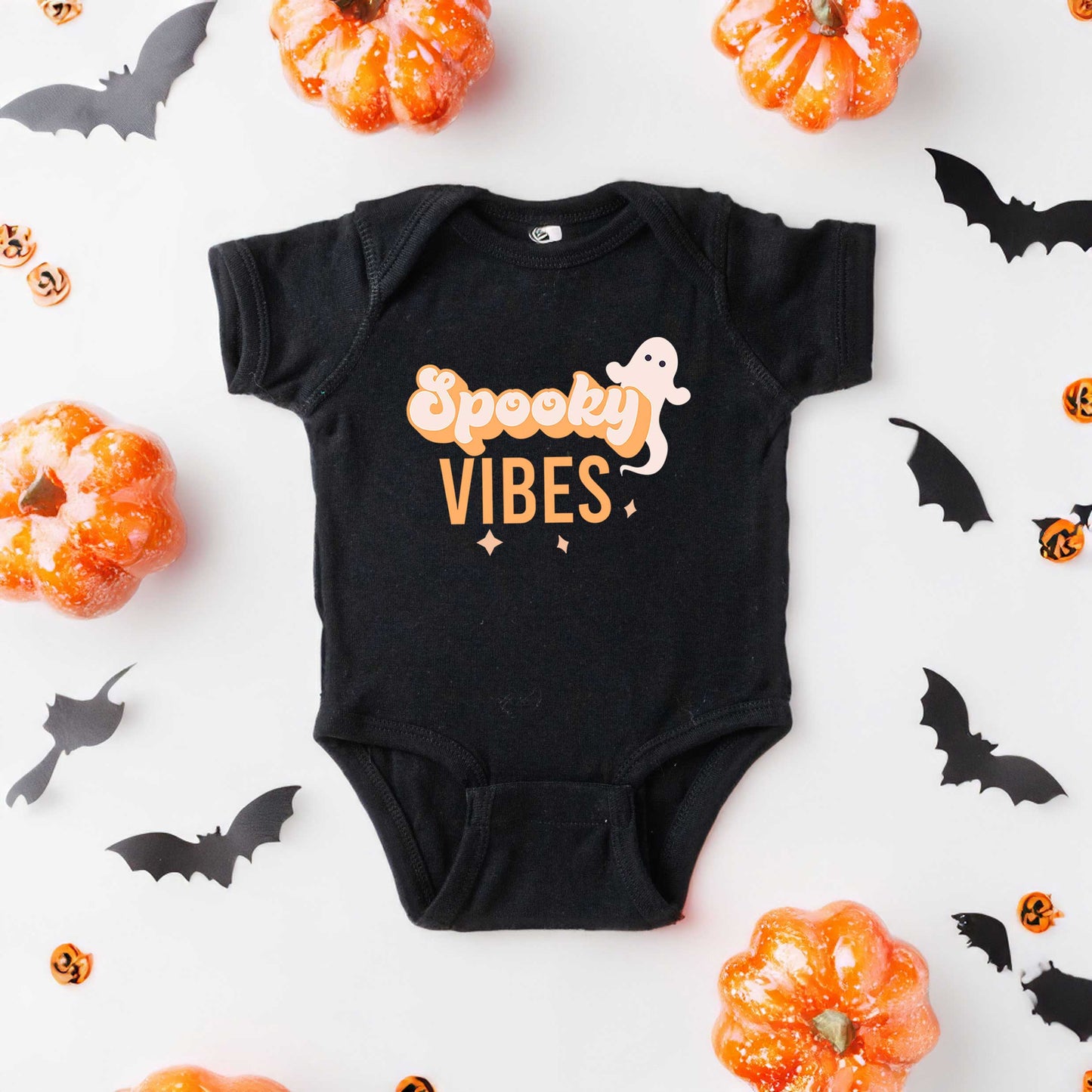 Spooky Vibes Colorful | Baby Graphic Short Sleeve Bodysuit