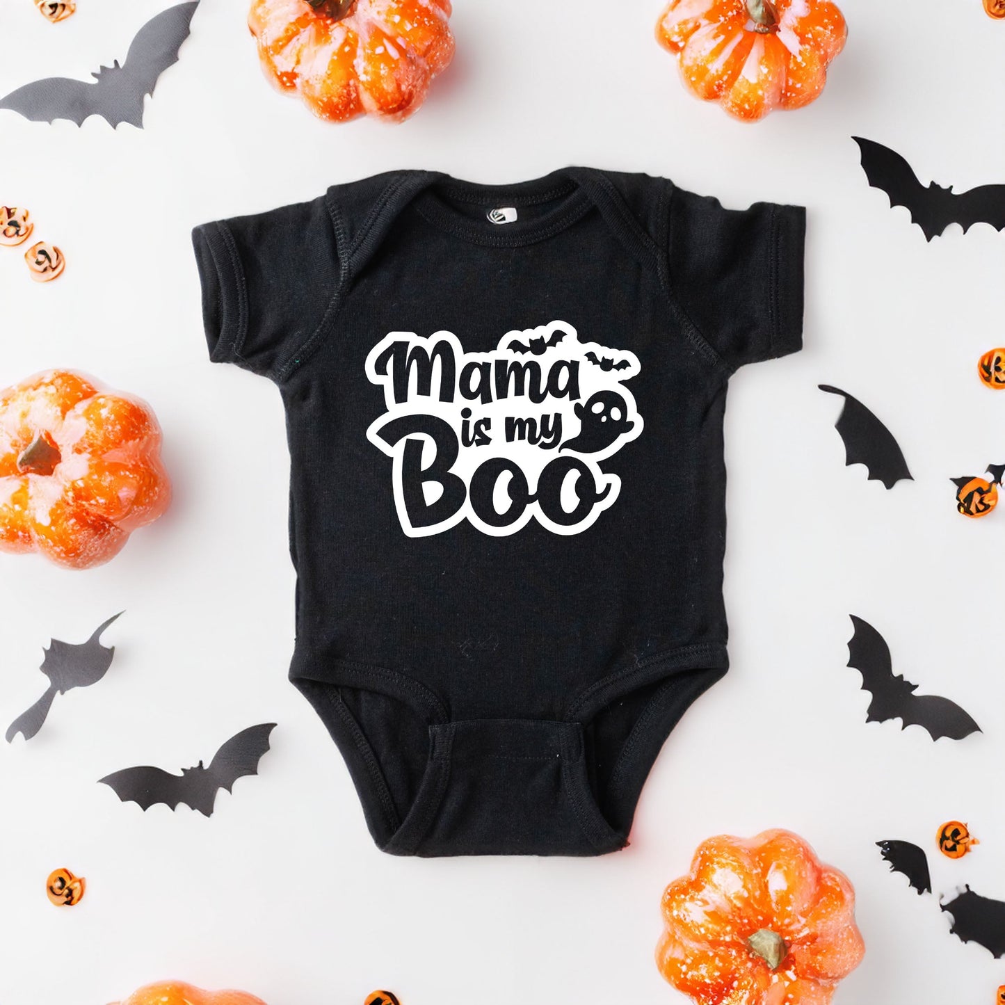 Mama Is My Boo Ghost | Baby Graphic Short Sleeve Bodysuit