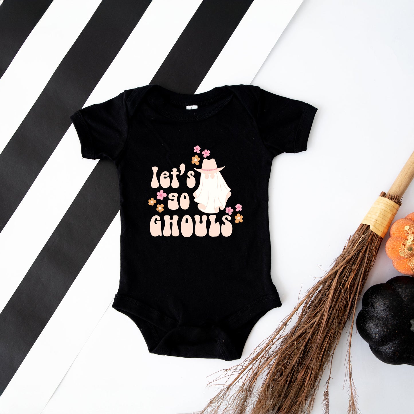 Let's Go Ghouls Ghost | Baby Graphic Short Sleeve Bodysuit