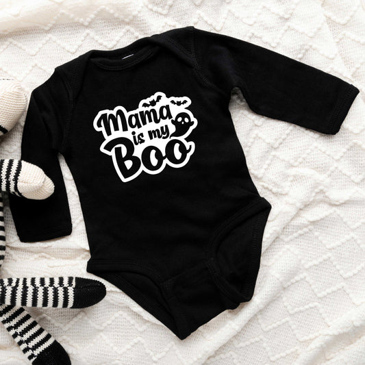 Mama Is My Boo Ghost | Baby Graphic Long Sleeve Bodysuit