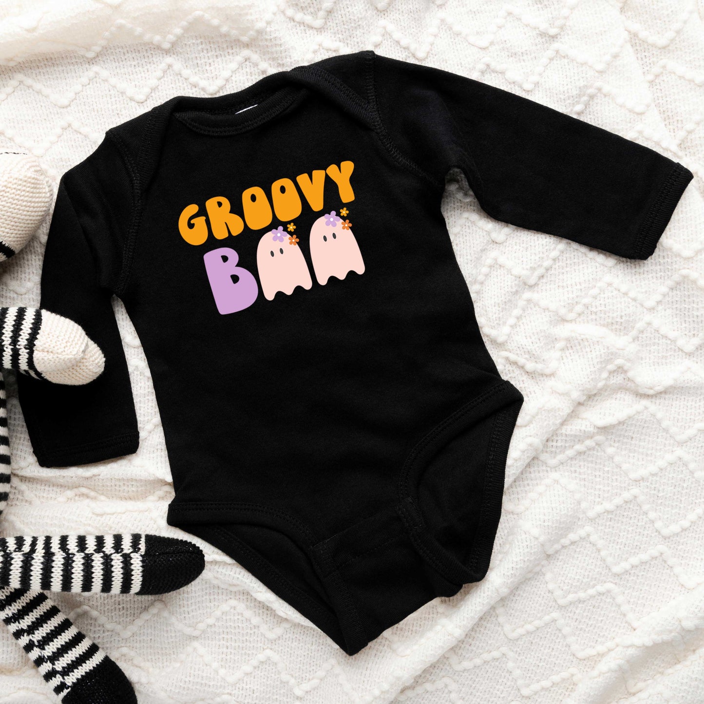 Groovy Boo Ghost | Baby Graphic Long Sleeve Bodysuit
