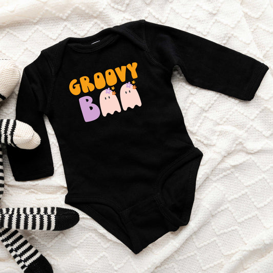 Groovy Boo Ghost | Baby Graphic Long Sleeve Bodysuit