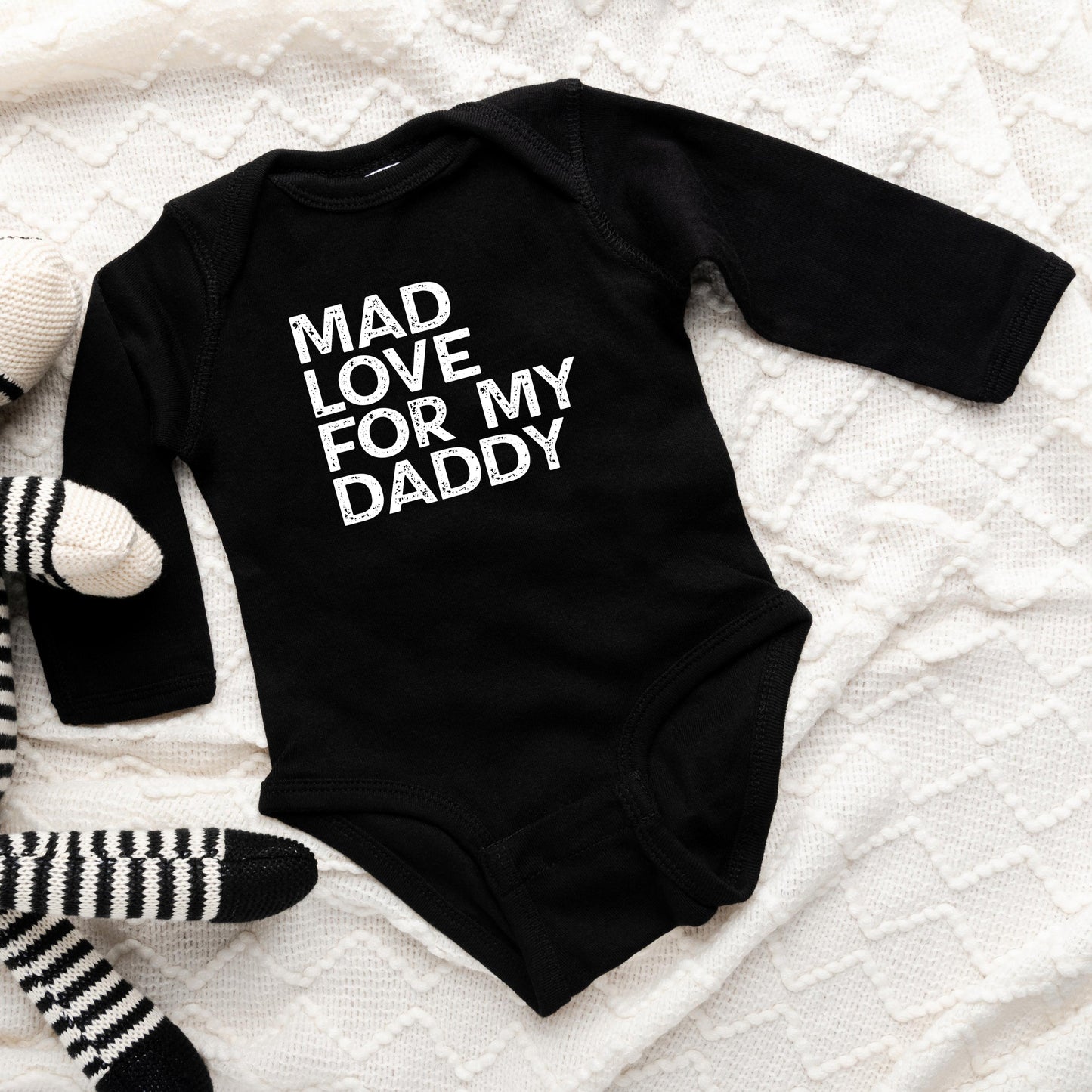 Mad Love For My Daddy Distressed | Baby Long Sleeve Bodysuit