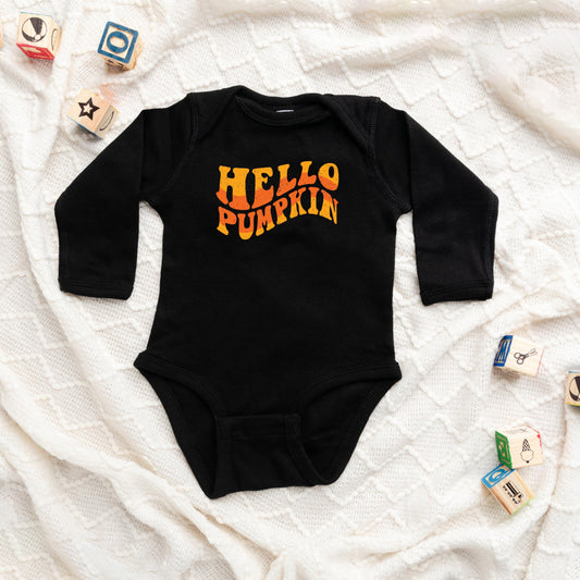 Hello Pumpkin Wavy | Baby Long Sleeve Bodysuit