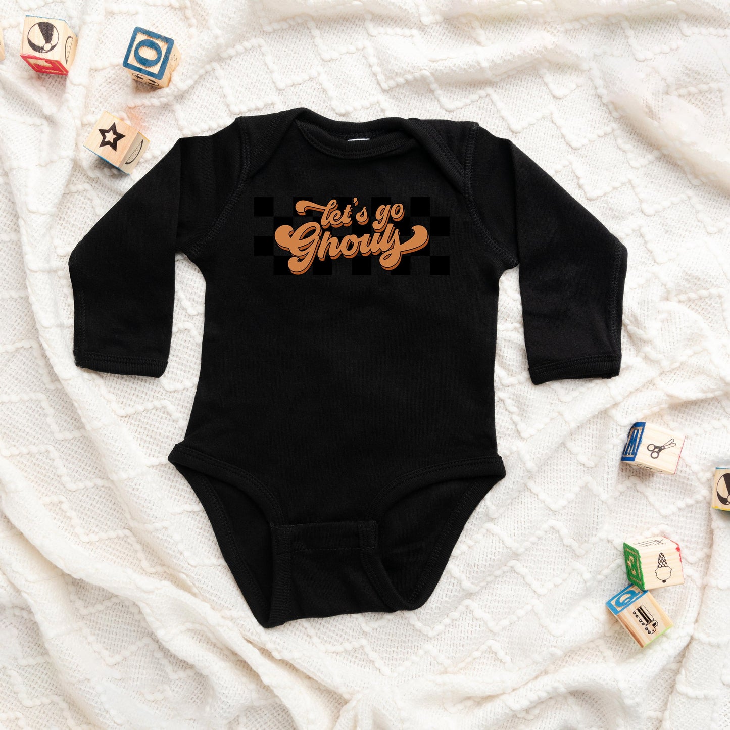 Let's Go Ghouls Checkered | Baby Long Sleeve Bodysuit