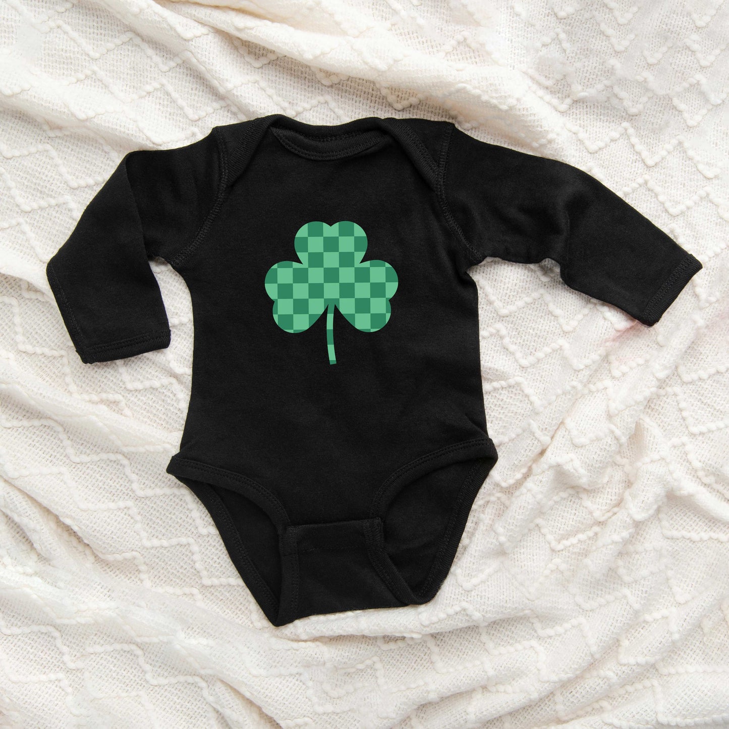 Checker Shamrock | Baby Long Sleeve Bodysuit