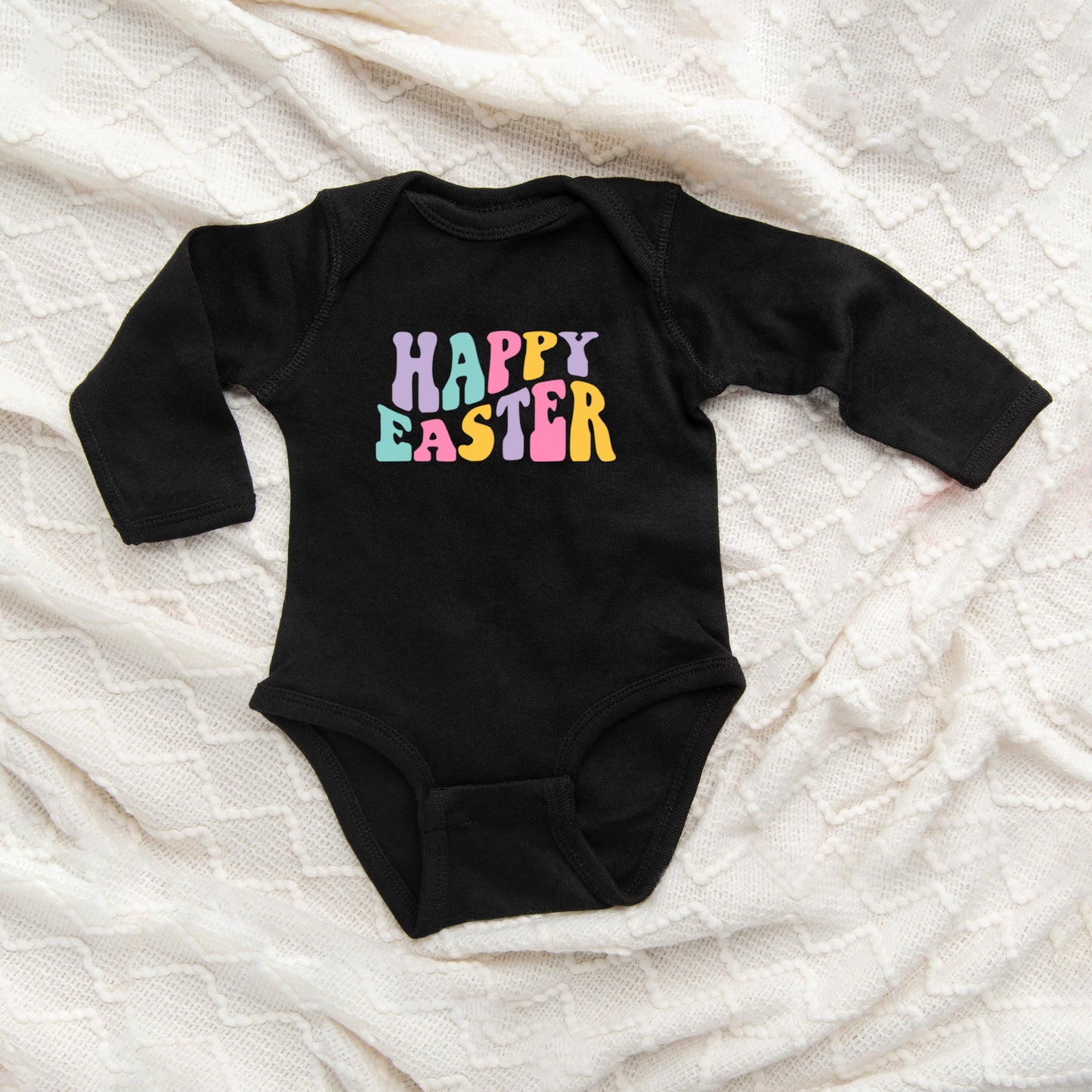 Happy Easter Wavy Colorful | Baby Long Sleeve Bodysuit