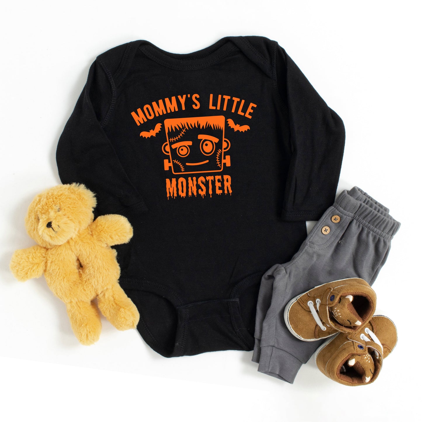Mommy's Little Monster Boy | Baby Graphic Long Sleeve Bodysuit
