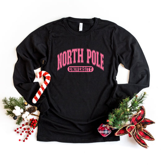 Pink North Pole University | Long Sleeve Crew Neck