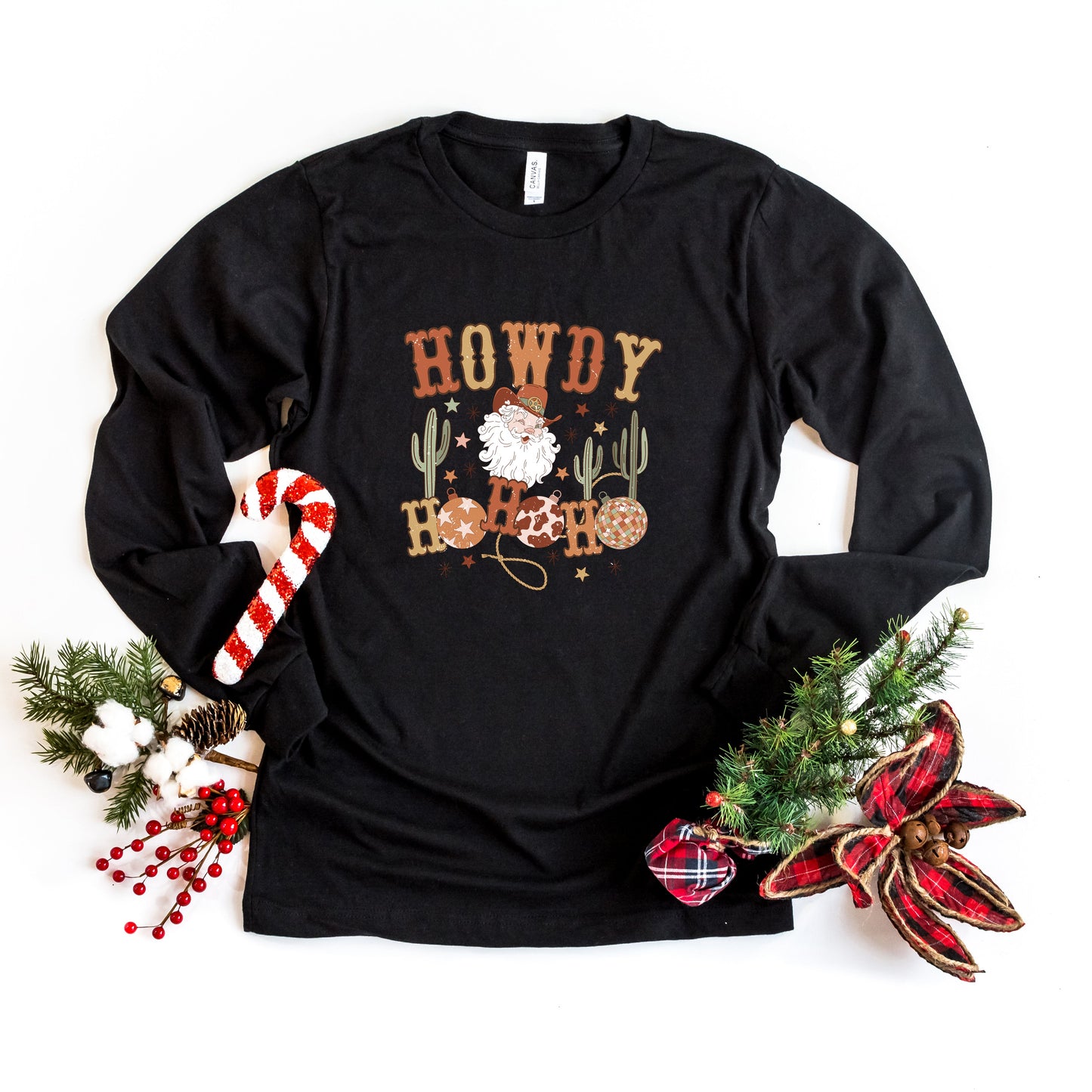 Western Santa Ho Ho Ho | Long Sleeve Crew Neck