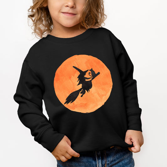 Watercolor W On Broom | Toddler Graphic Sweatshirt