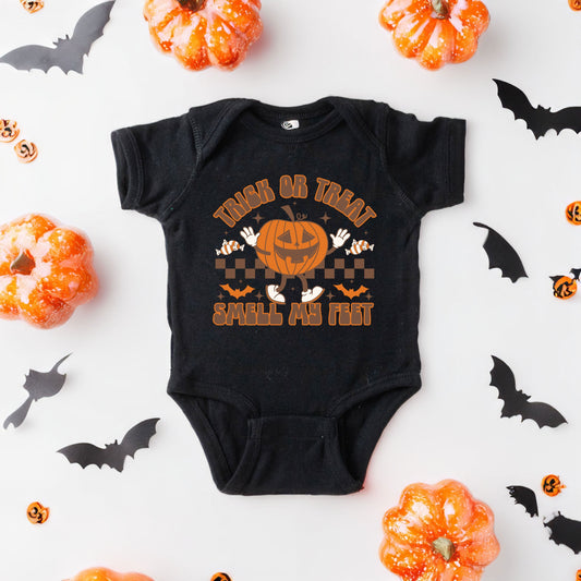 Smell My Feet Checkered | Baby Graphic Short Sleeve Bodysuit
