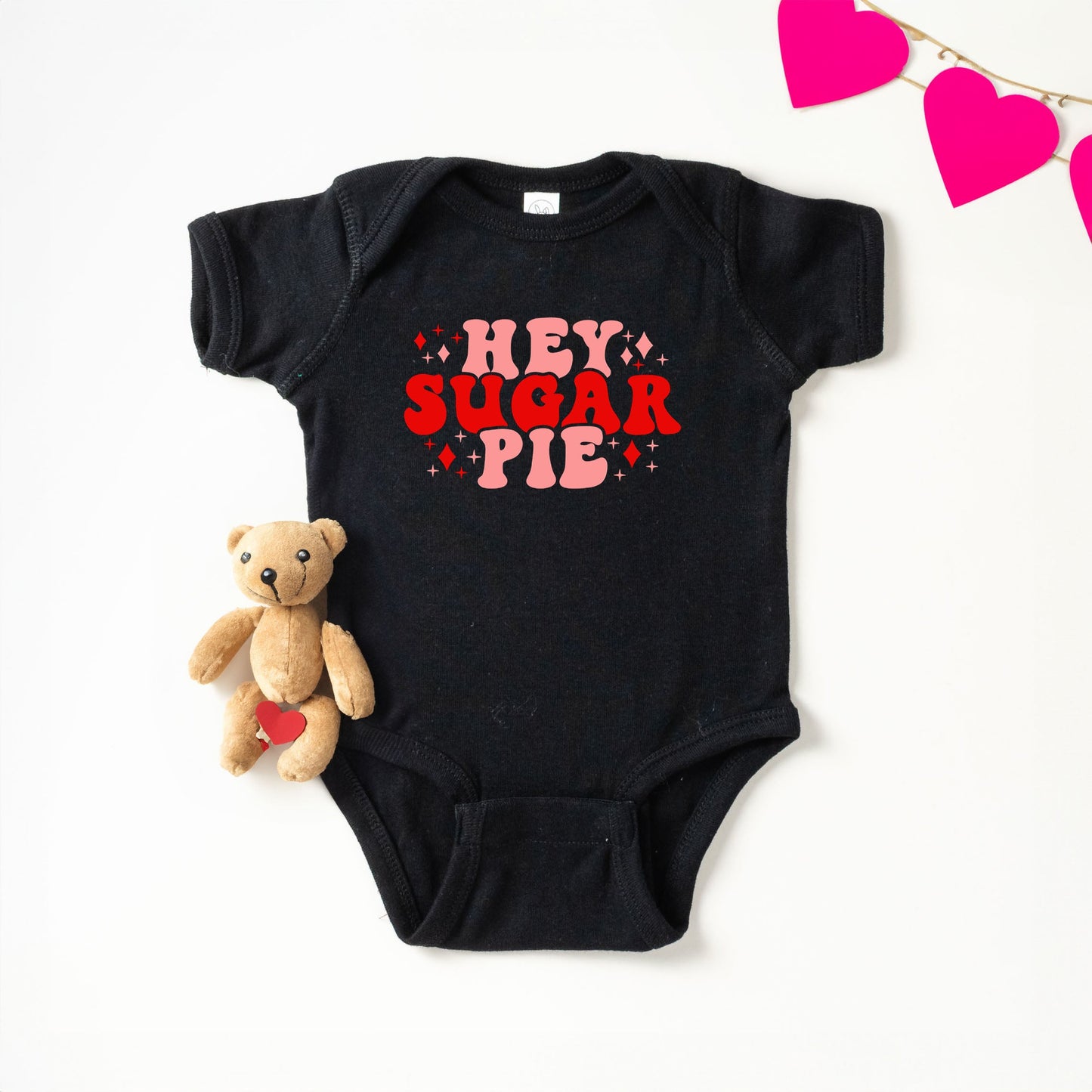 Hey Sugar Pie Stars | Baby Graphic Short Sleeve Bodysuit