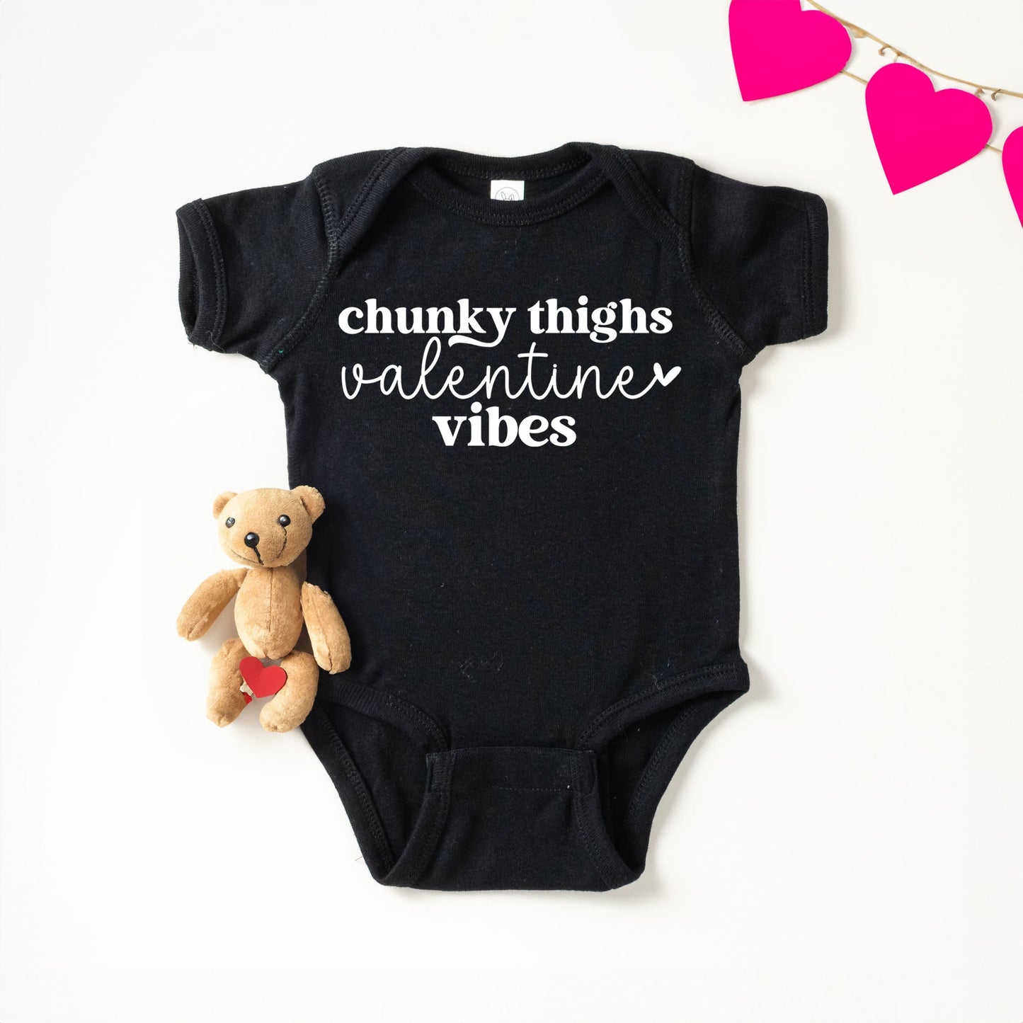 Chunky Thighs Valentine Vibes | Baby Graphic Short Sleeve Bodysuit