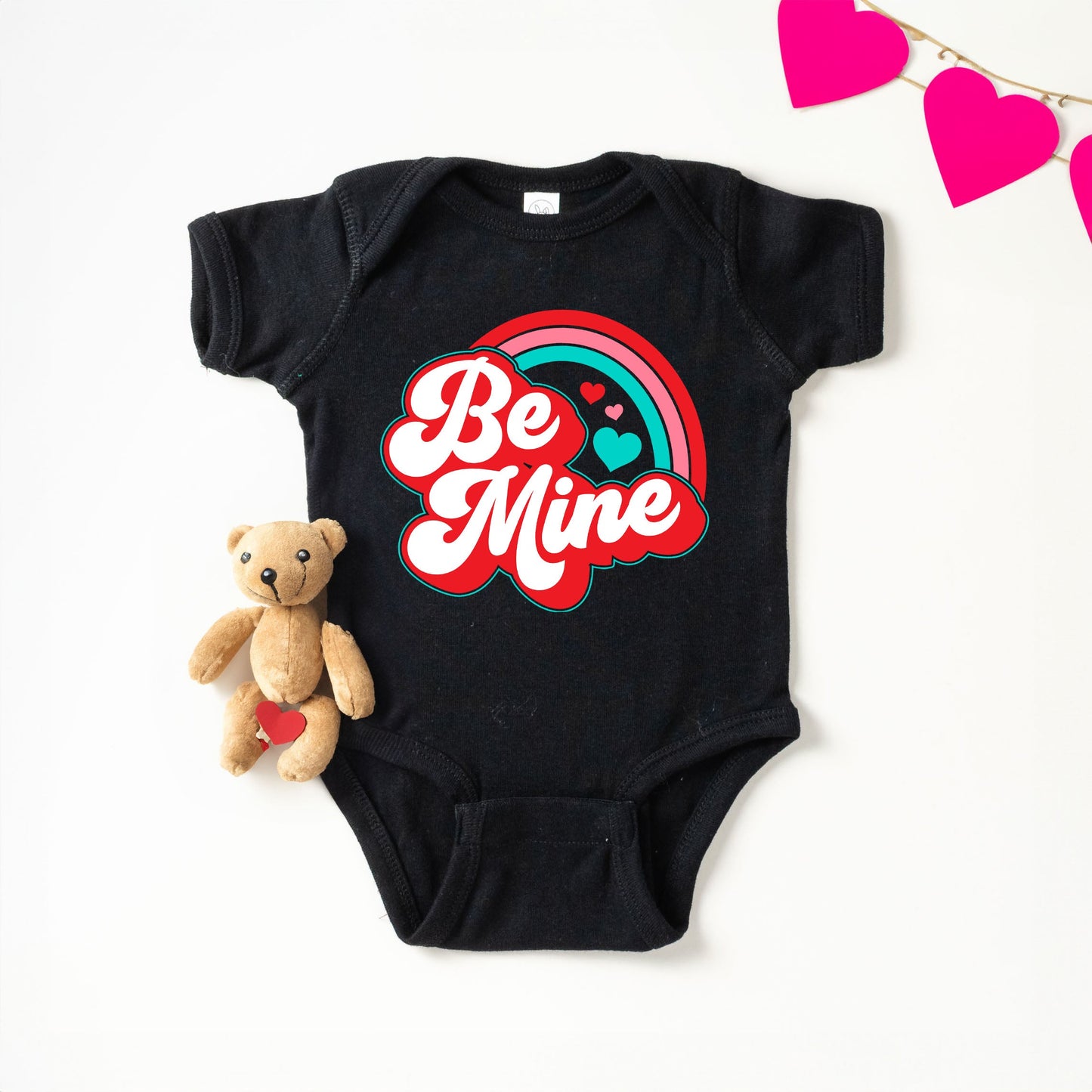 Be Mine Rainbow | Baby Graphic Short Sleeve Bodysuit