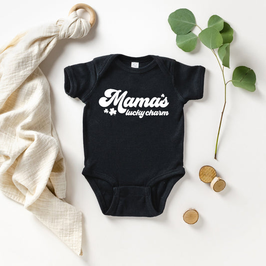 Retro Mama's Lucky Charm | Baby Graphic Short Sleeve Bodysuit