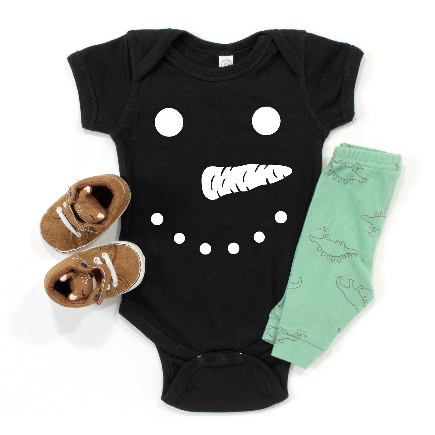 Snowman Face | Baby Graphic Short Sleeve Bodysuit