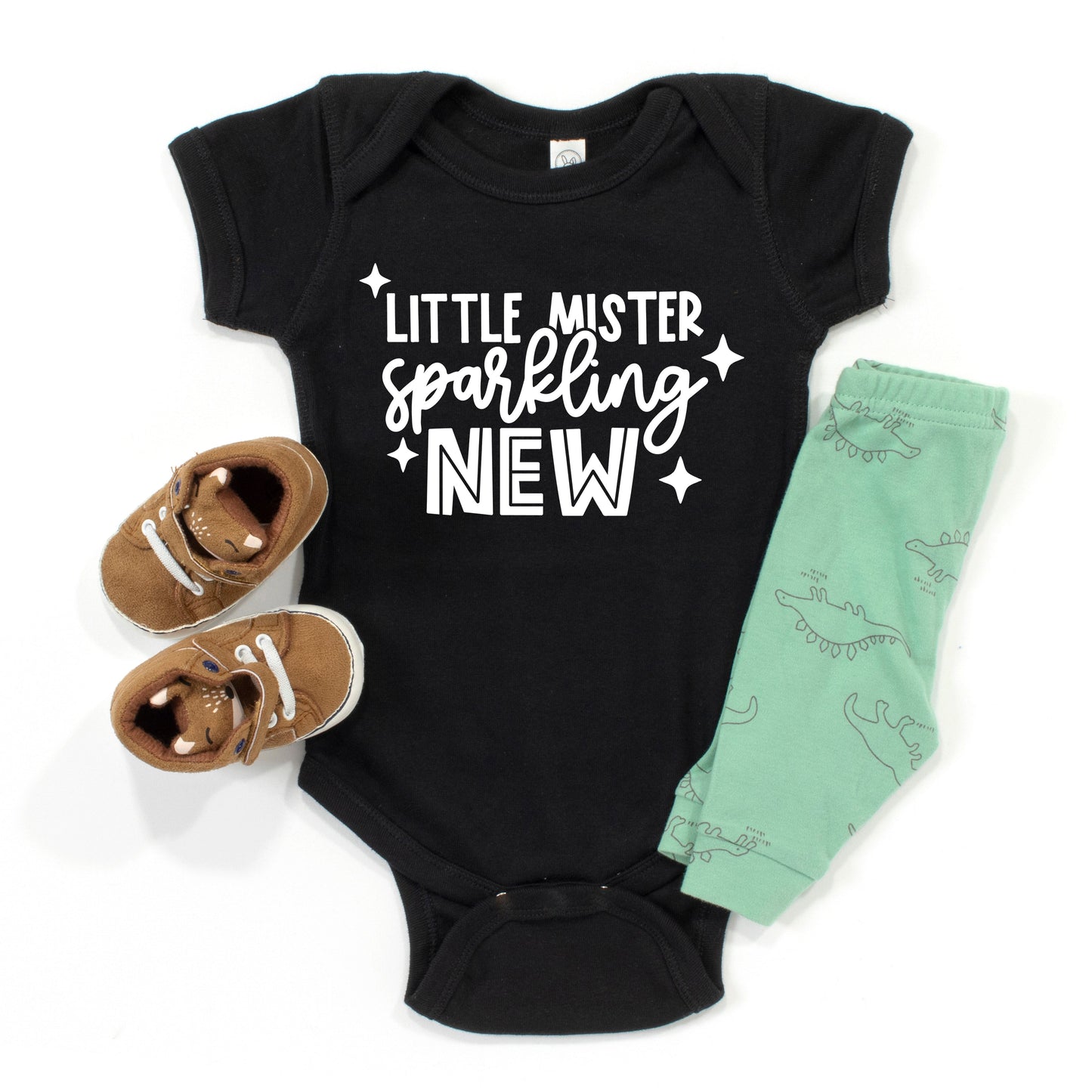 Little Mister Sparkling New | Baby Graphic Short Sleeve Bodysuit