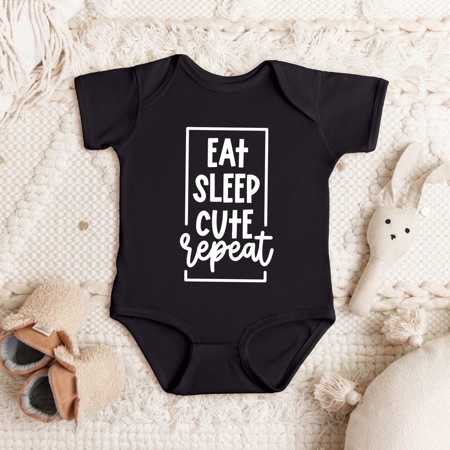 Eat Sleep Cute Repeat | Baby Graphic Short Sleeve Bodysuit
