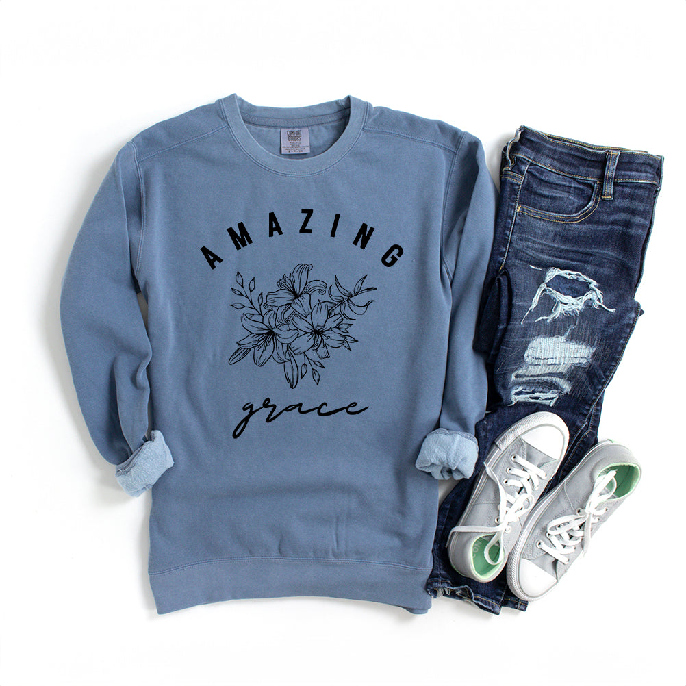 Floral Amazing Grace | Garment Dyed Sweatshirt