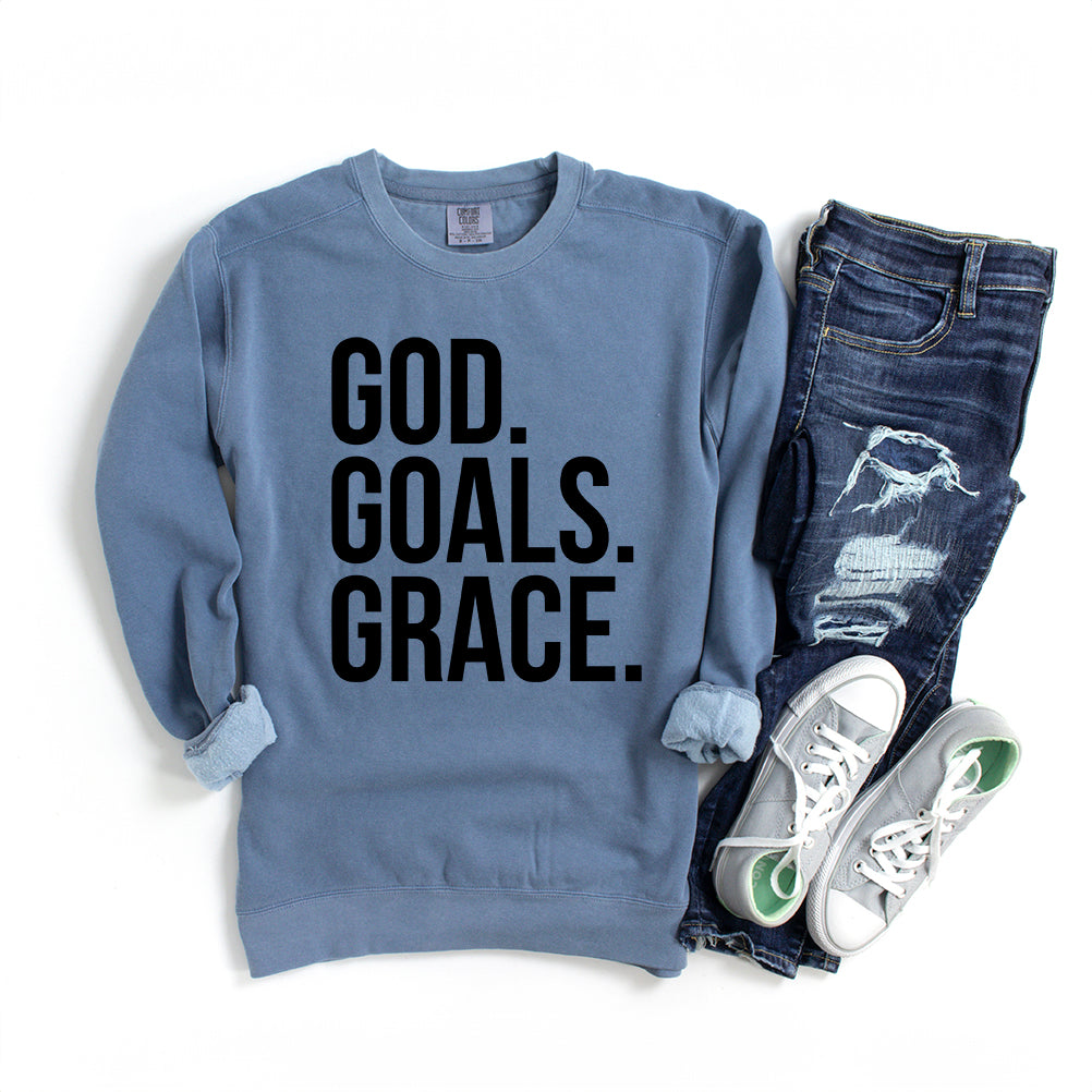 God Goals Grace | Garment Dyed Sweatshirt