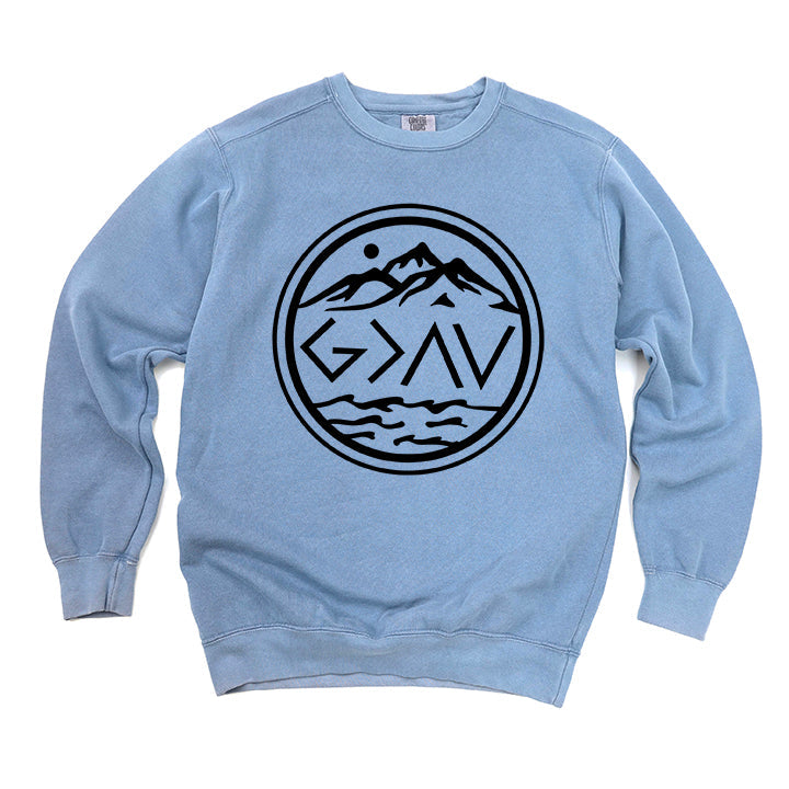 God Is Greater Circle | Garment Dyed Sweatshirt