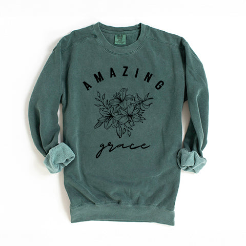 Floral Amazing Grace | Garment Dyed Sweatshirt