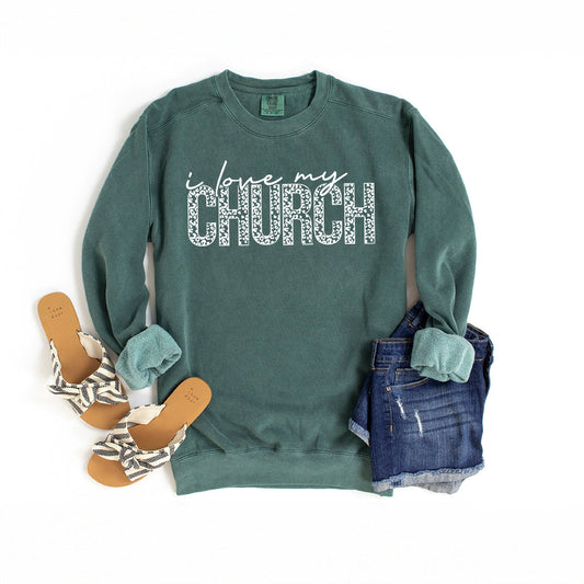 I Love My Chur Leopard | Garment Dyed Sweatshirt