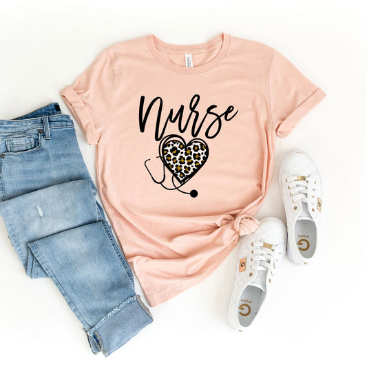 Leopard Nurse Heart | Short Sleeve Graphic Tee