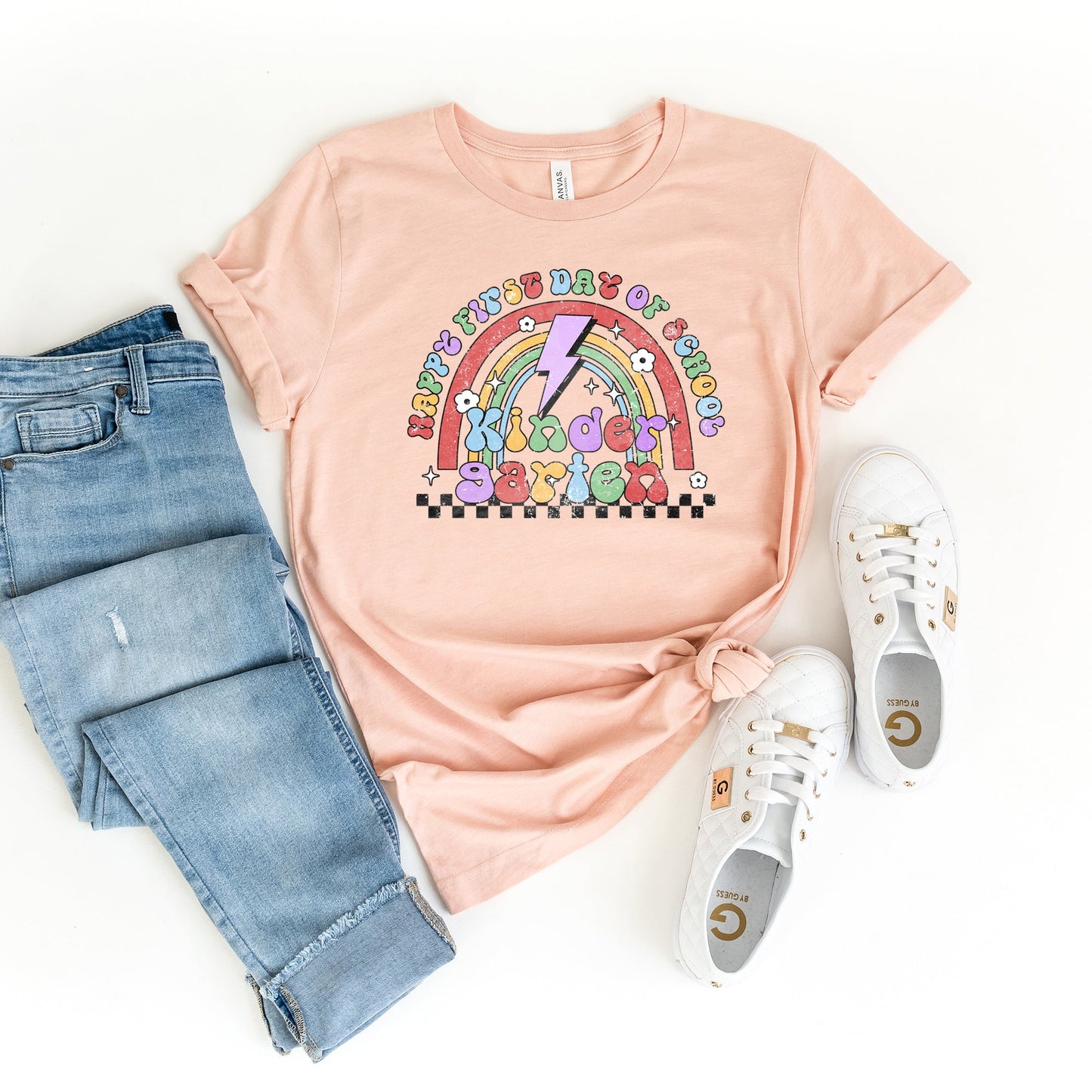 First Day Kindergarten Rainbow | Short Sleeve Graphic Tee