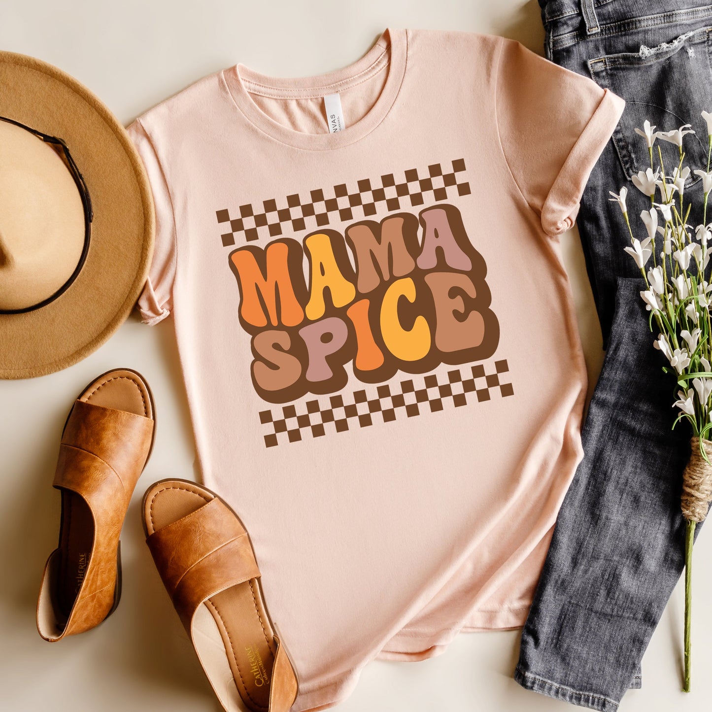 Mama Spice Checkered | Short Sleeve Crew Neck