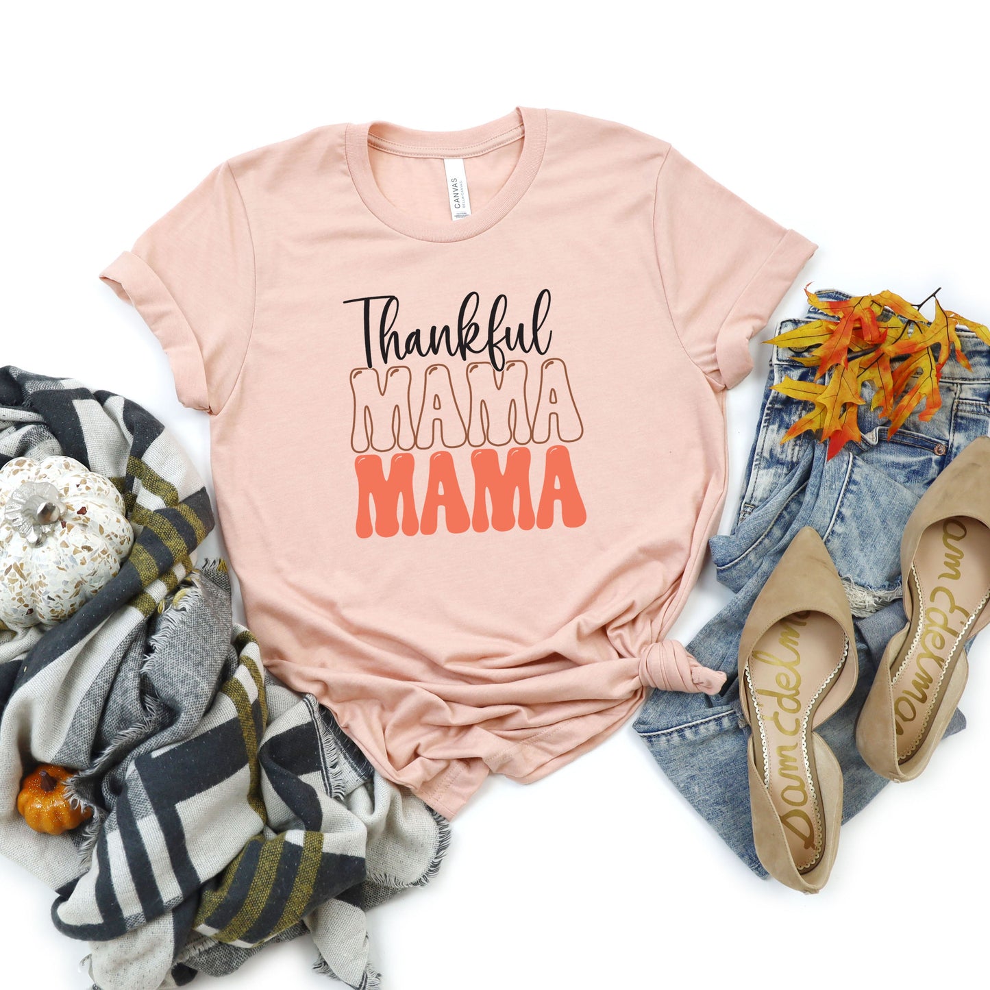 Thankful Mama Stacked | Short Sleeve Crew Neck