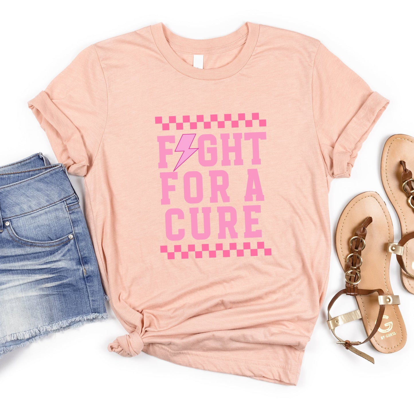 Fight For a Cure Checkered | Short Sleeve Crew Neck