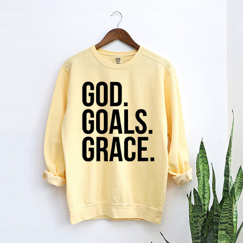 God Goals Grace | Garment Dyed Sweatshirt