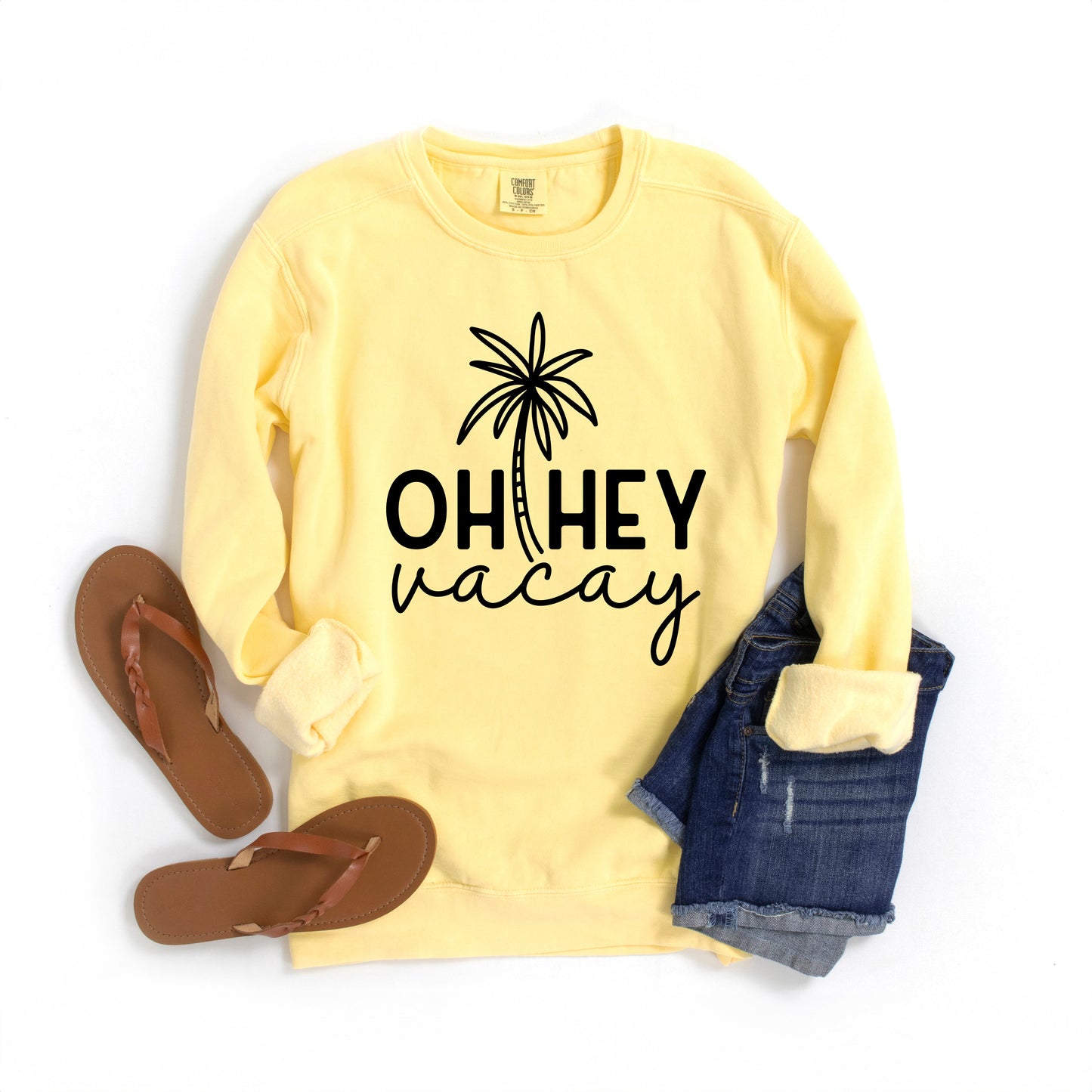 Hey Vacay Palm Tree | Garment Dyed Sweatshirt