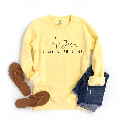 Jesus Is My Life Line | Garment Dyed Sweatshirt